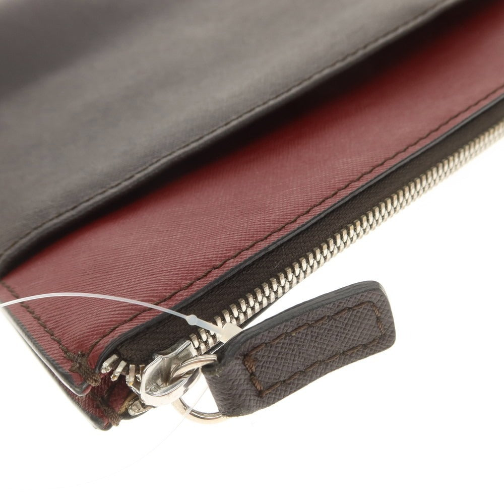 【中古】アンドレアロッシ Andrea Rossi 型押しレザー クラッチバッグ ダークブラウンxワインレッド【 状態ランクB 】【 メンズ 】