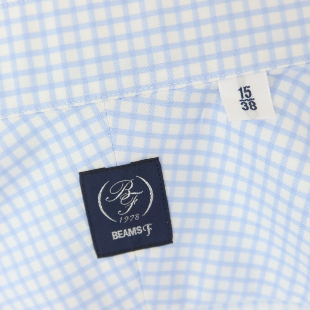 【中古】ビームスエフ BEAMS F コットン チェック ワイドカラー ドレスシャツ ライトブルーxホワイト【 38 】【 状態ランクB 】【 メンズ 】