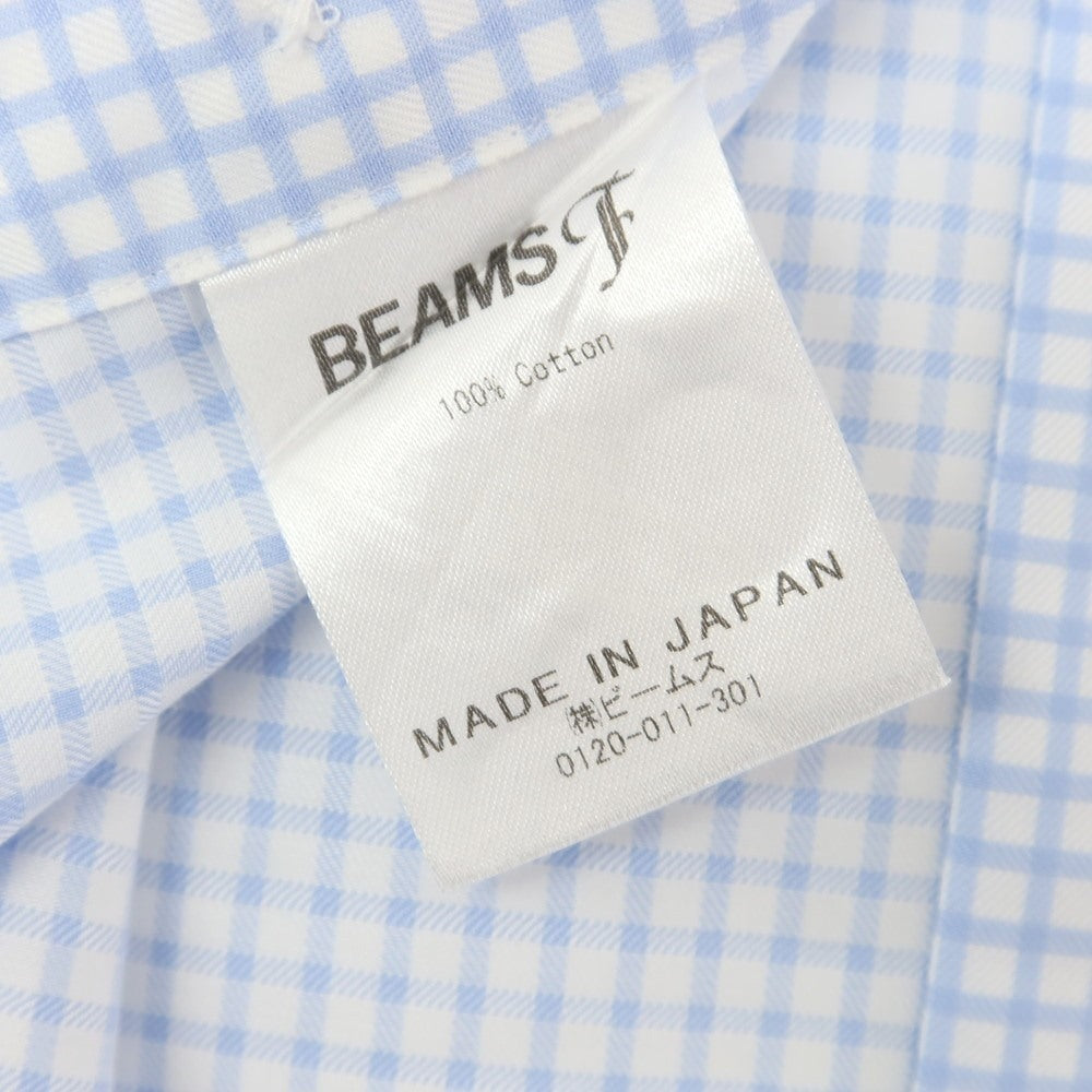 【中古】ビームスエフ BEAMS F コットン チェック ワイドカラー ドレスシャツ ライトブルーxホワイト【 38 】【 状態ランクB 】【 メンズ 】