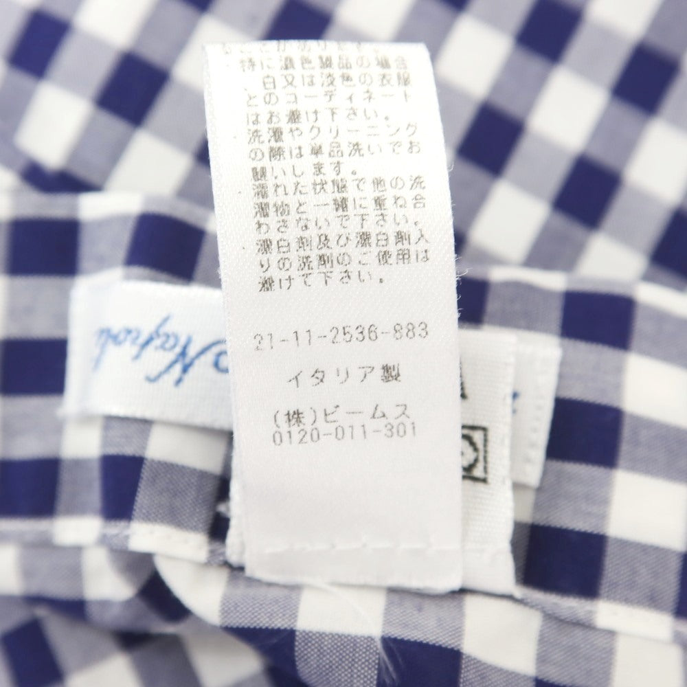 【中古】ビームスエフ BEAMS F コットン ギンガムチェック タブカラー カジュアルシャツ ネイビーxホワイト【 38 】【 状態ランクB 】【 メンズ 】