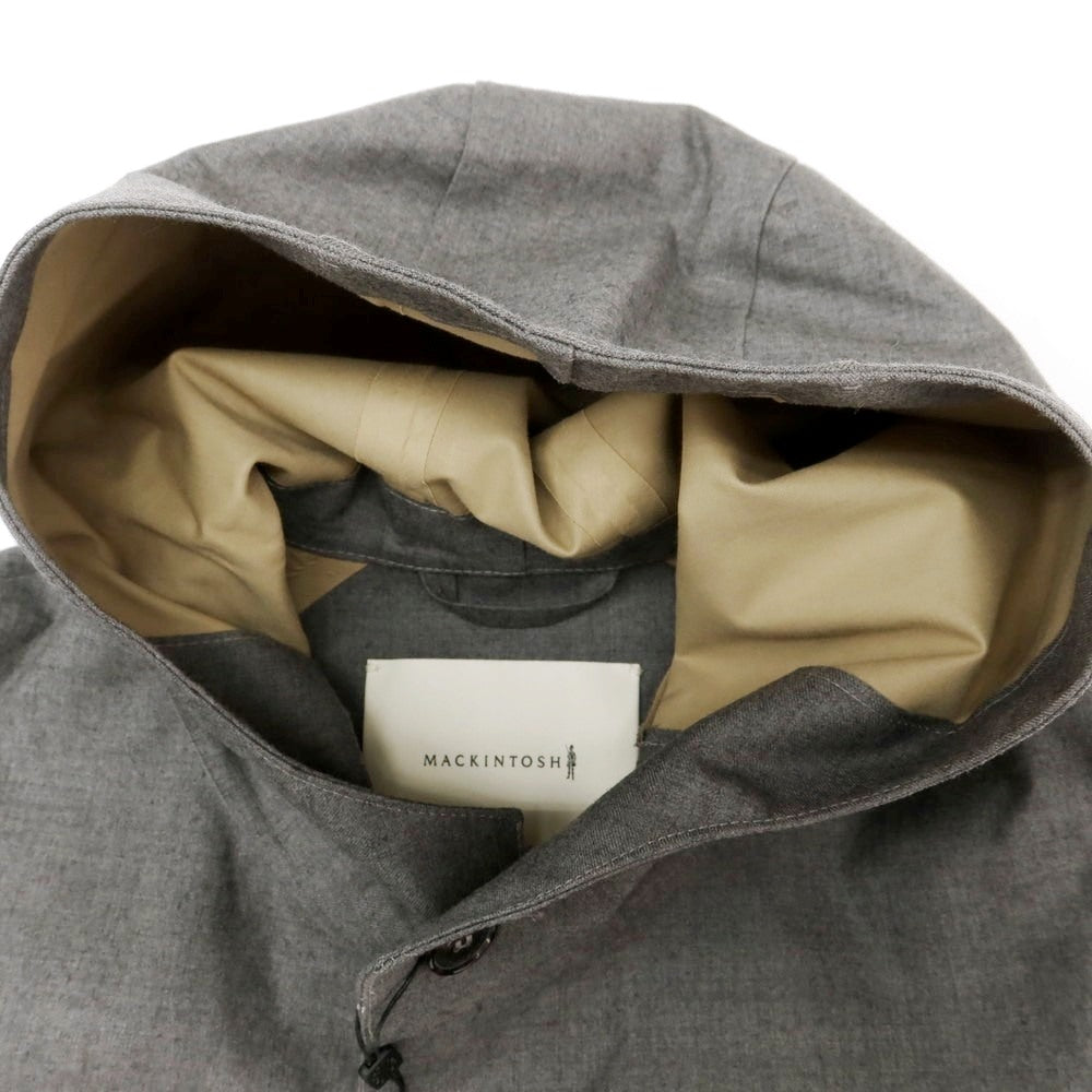 【中古】【未使用】マッキントッシュ Mackintosh ウール ゴム引き フーデッドコート グレー【 38 】【 状態ランクS 】【 メンズ 】