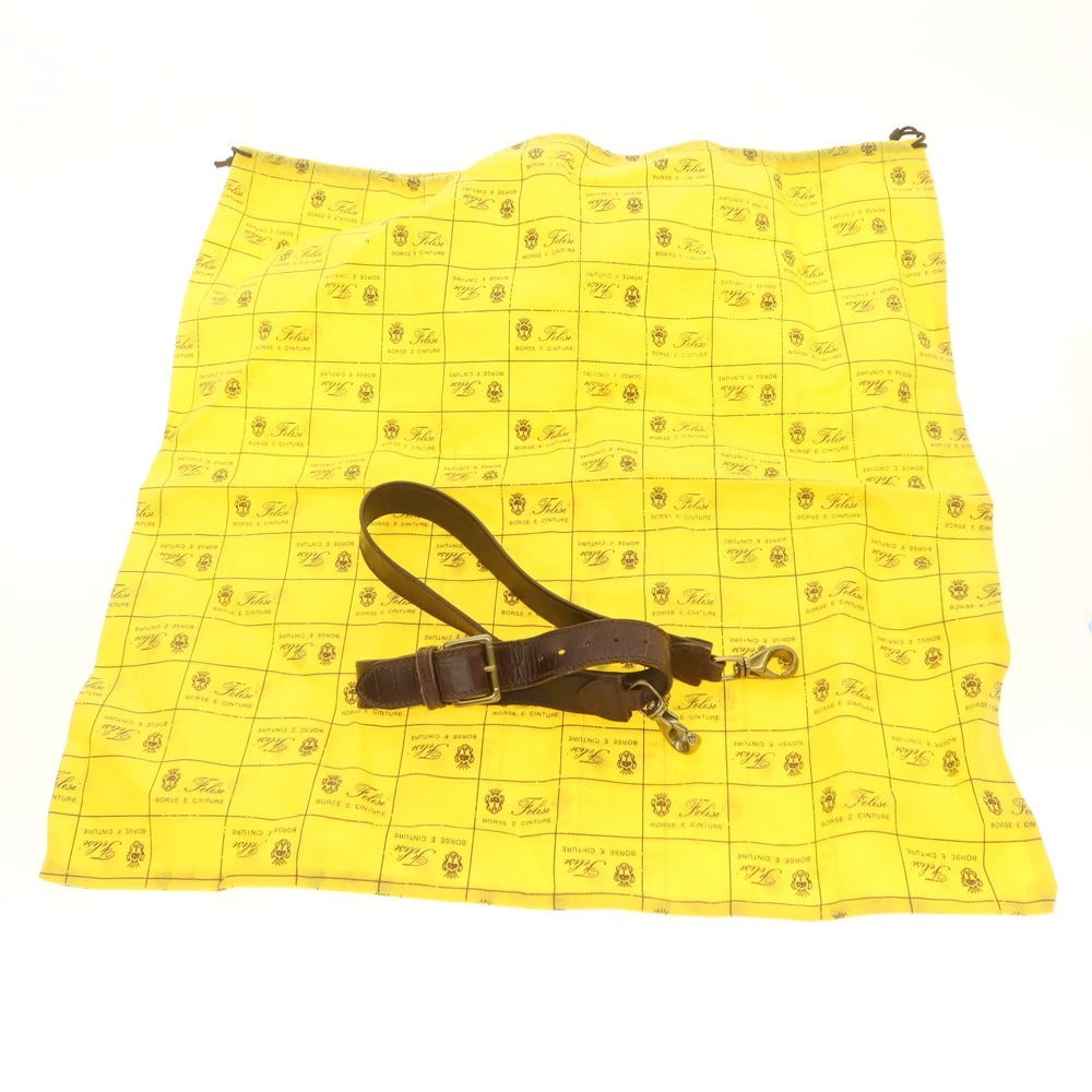 【中古】フェリージ Felisi クロコダイル型押しレザー ショルダーバッグ ブラウン【 状態ランクB 】【 メンズ 】