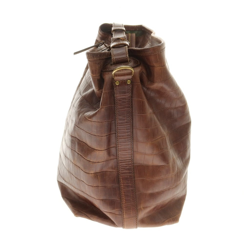 【中古】フェリージ Felisi クロコダイル型押しレザー ショルダーバッグ ブラウン【 状態ランクB 】【 メンズ 】