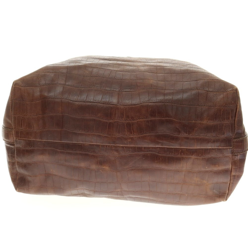 【中古】フェリージ Felisi クロコダイル型押しレザー ショルダーバッグ ブラウン【 状態ランクB 】【 メンズ 】