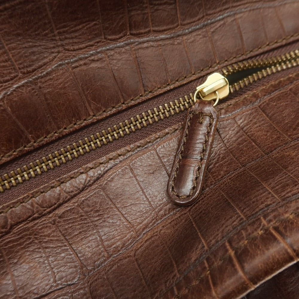 【中古】フェリージ Felisi クロコダイル型押しレザー ショルダーバッグ ブラウン【 状態ランクB 】【 メンズ 】