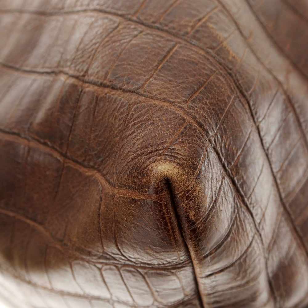 【中古】フェリージ Felisi クロコダイル型押しレザー ショルダーバッグ ブラウン【 状態ランクB 】【 メンズ 】