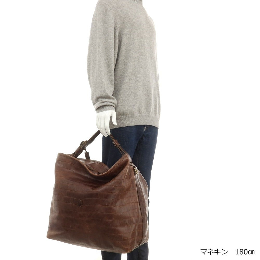 【中古】フェリージ Felisi クロコダイル型押しレザー ショルダーバッグ ブラウン【 状態ランクB 】【 メンズ 】