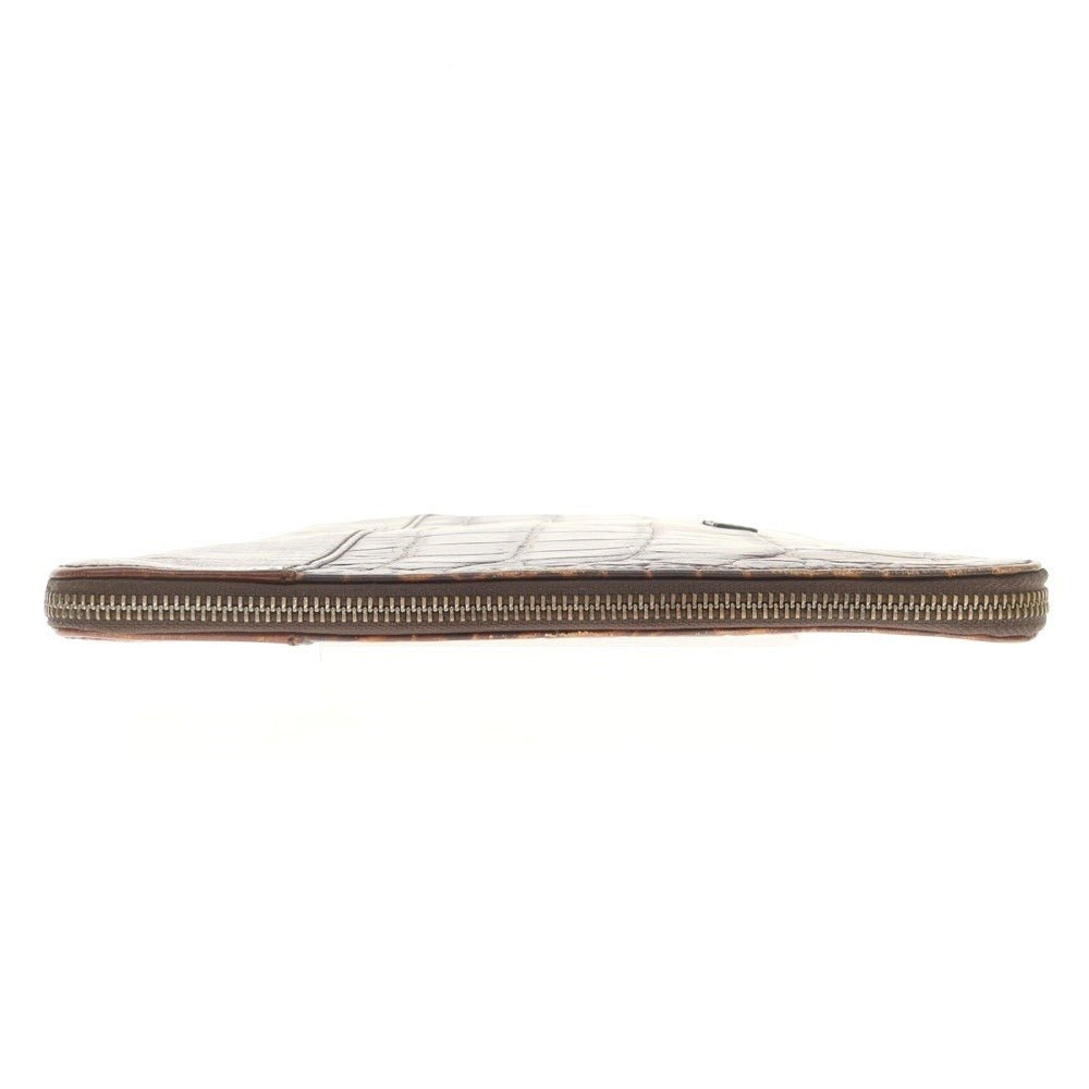 【中古】ダニエルアンドボブ Daniel & Bob クロコダイル型押しレザー クラッチバッグ ブラウン【 状態ランクC 】【 メンズ 】