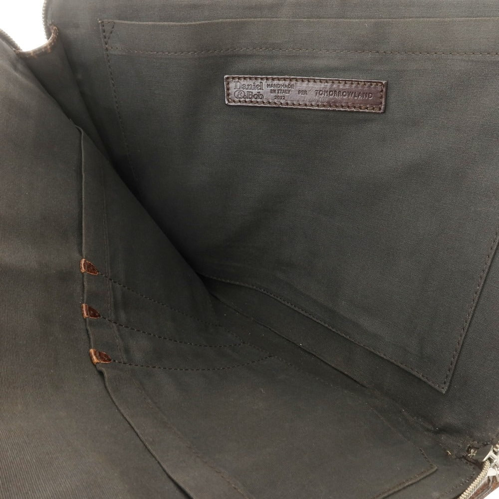【中古】ダニエルアンドボブ Daniel & Bob クロコダイル型押しレザー クラッチバッグ ブラウン【 状態ランクC 】【 メンズ 】