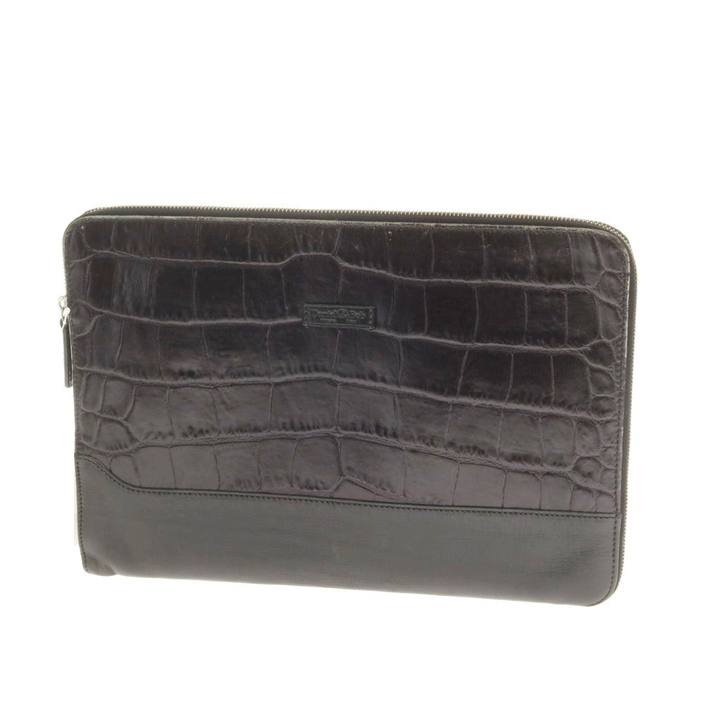 【中古】ダニエルアンドボブ Daniel & Bob クロコダイル型押しレザー クラッチバッグ ブラック【 状態ランクC 】【 メンズ 】