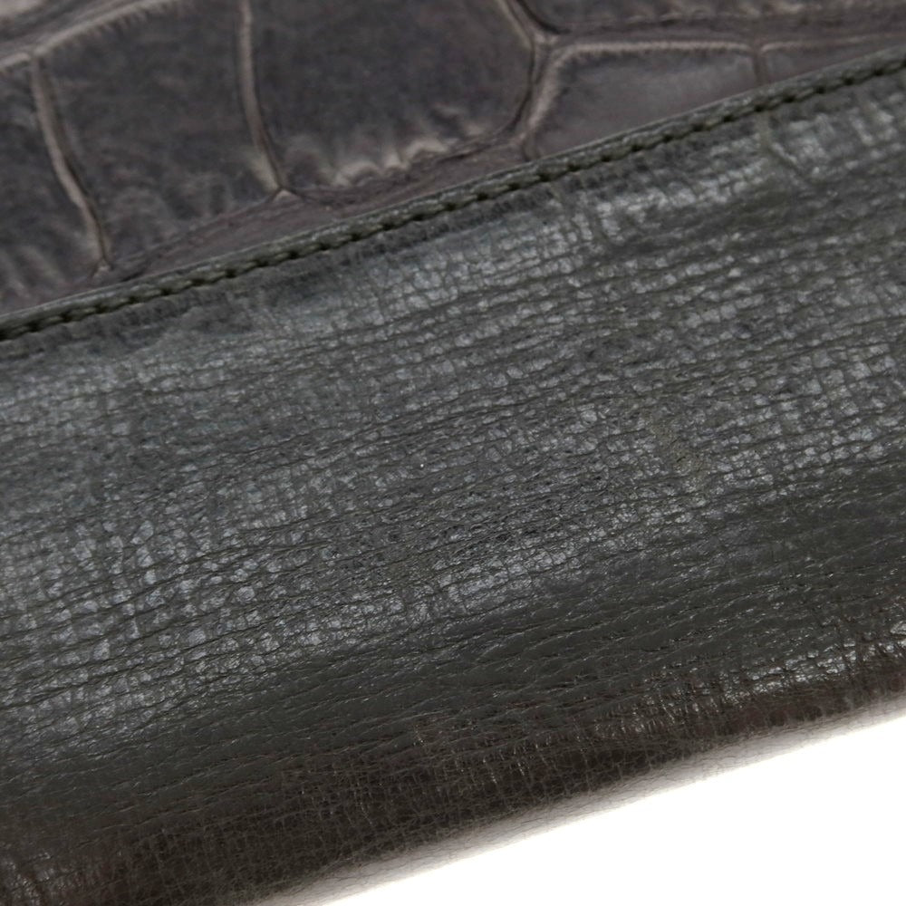 【中古】ダニエルアンドボブ Daniel & Bob クロコダイル型押しレザー クラッチバッグ ブラック【 状態ランクC 】【 メンズ 】
