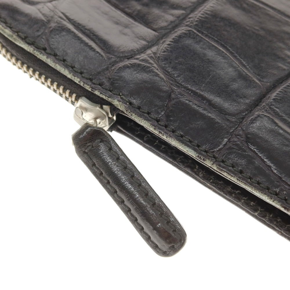 【中古】ダニエルアンドボブ Daniel & Bob クロコダイル型押しレザー クラッチバッグ ブラック【 状態ランクC 】【 メンズ 】