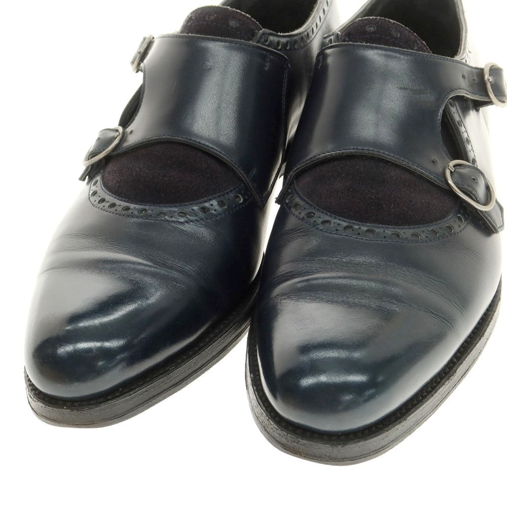 【中古】デュカル Ducal コンビ ダブルモンク ドレスシューズ ネイビー【 40 】【 状態ランクB 】【 メンズ 】