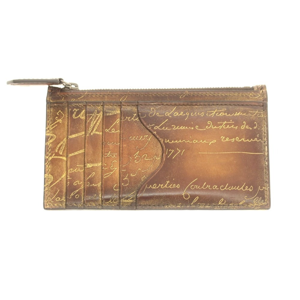 【中古】ベルルッティ Berluti ゴールデンパティーヌ カリグラフィ カードケース ブラウン【 状態ランクA 】【 メンズ 】