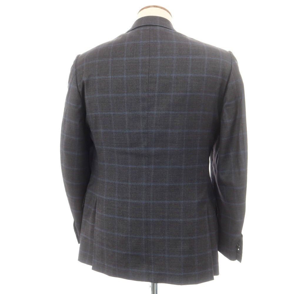 【中古】イザイア ISAIA ウール130’s チェック テーラードジャケット グレーxブルー【 46 】【 状態ランクC 】【 メンズ 】