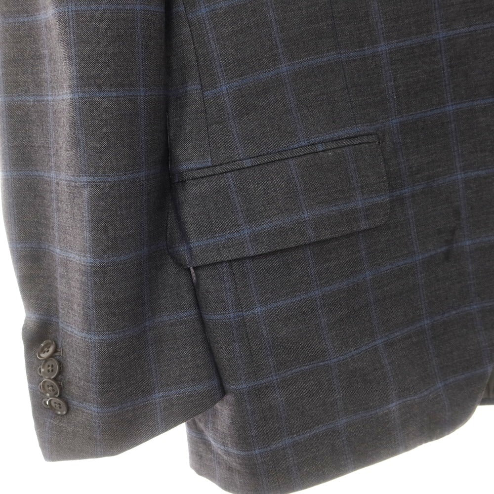 【中古】イザイア ISAIA ウール130’s チェック テーラードジャケット グレーxブルー【 46 】【 状態ランクC 】【 メンズ 】