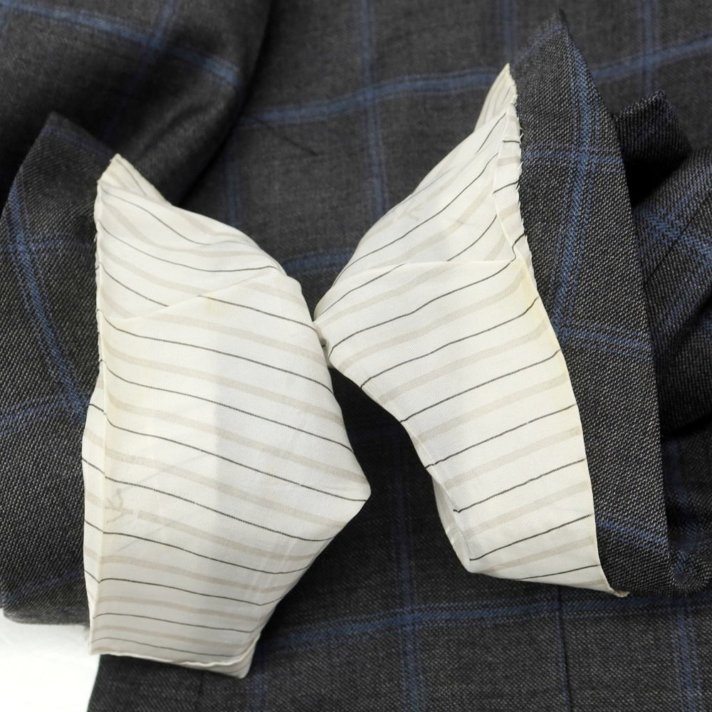 【中古】イザイア ISAIA ウール130’s チェック テーラードジャケット グレーxブルー【 46 】【 状態ランクC 】【 メンズ 】