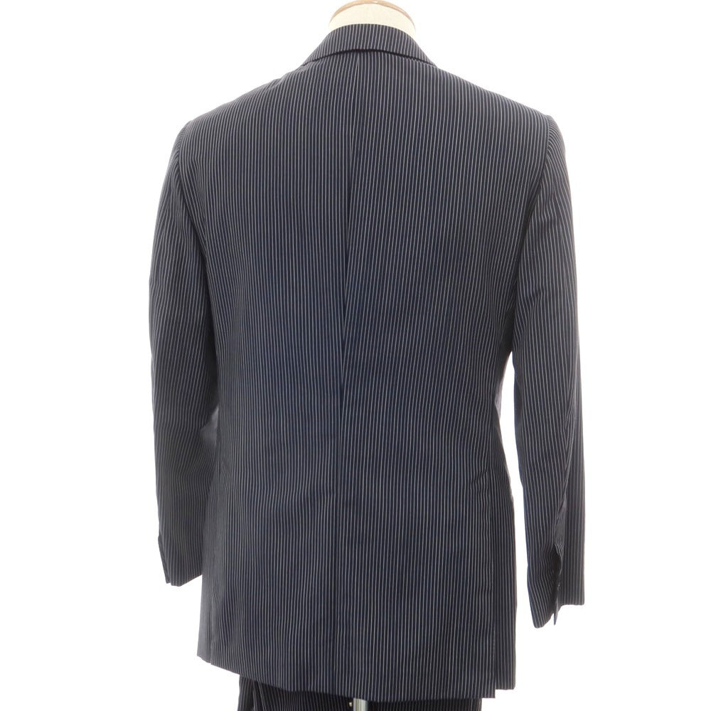 【中古】ベルベスト Belvest ウールモヘヤ ストライプ 3つボタンスーツ ダークネイビーxホワイト【 44 】【 状態ランクC 】【 メンズ 】