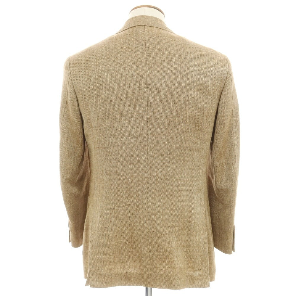 【中古】ポールスチュアート PAUL STUART シルクリネンウール テーラードジャケット ブラウンxオフホワイト【 46 】【 状態ランクB 】【 メンズ 】