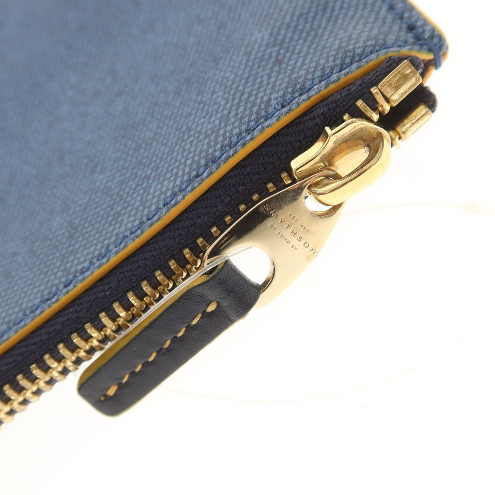 【中古】スマイソン SMYTHSON レザー プリント クラッチバッグ ブルー【 状態ランクB 】【 メンズ 】