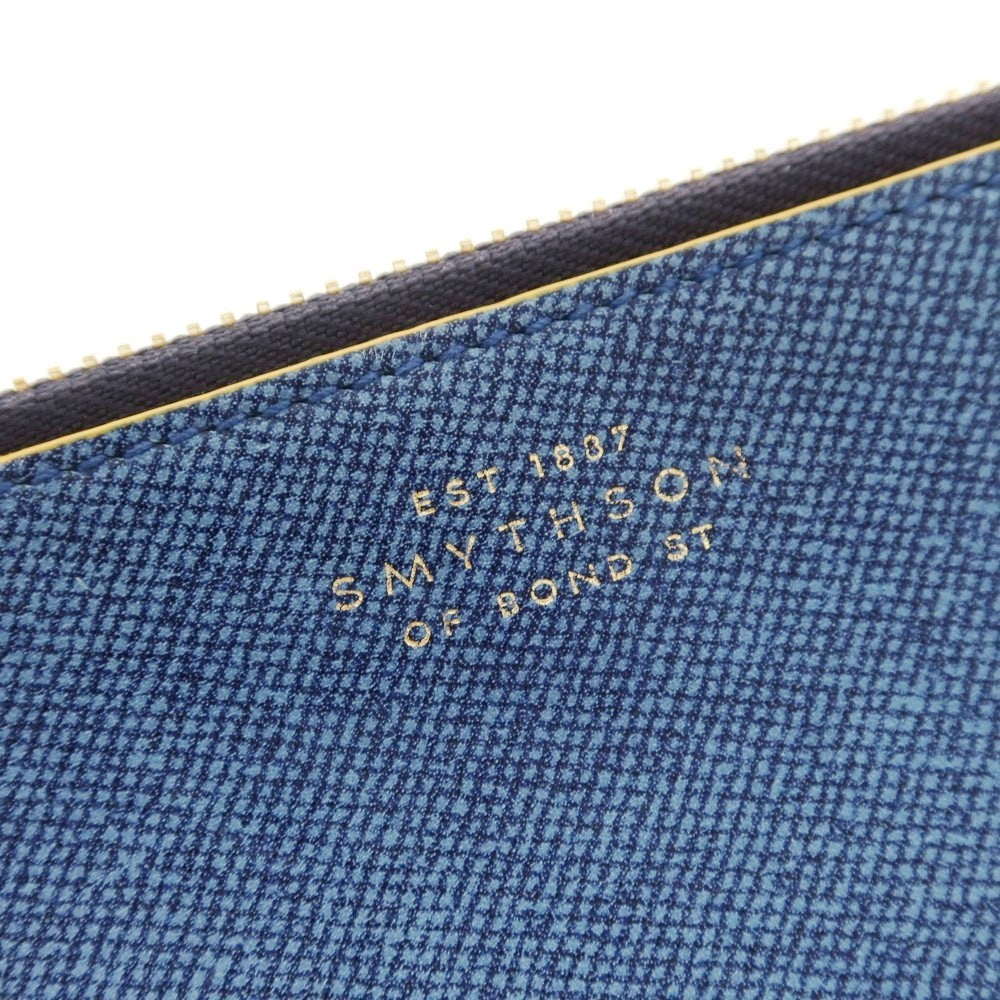【中古】スマイソン SMYTHSON レザー プリント クラッチバッグ ブルー【 状態ランクB 】【 メンズ 】