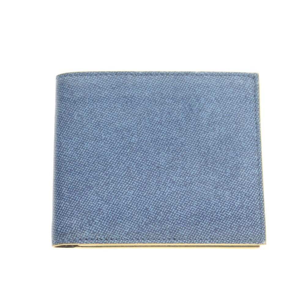 【中古】スマイソン SMYTHSON プリントレザー 二つ折り財布 ブルーxネイビー【 状態ランクB 】【 メンズ 】