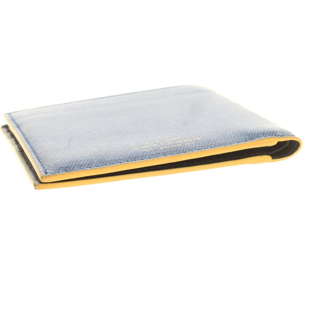 【中古】スマイソン SMYTHSON プリントレザー 二つ折り財布 ブルーxネイビー【 状態ランクB 】【 メンズ 】