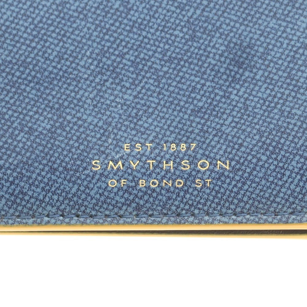 【中古】スマイソン SMYTHSON プリントレザー 二つ折り財布 ブルーxネイビー【 状態ランクB 】【 メンズ 】