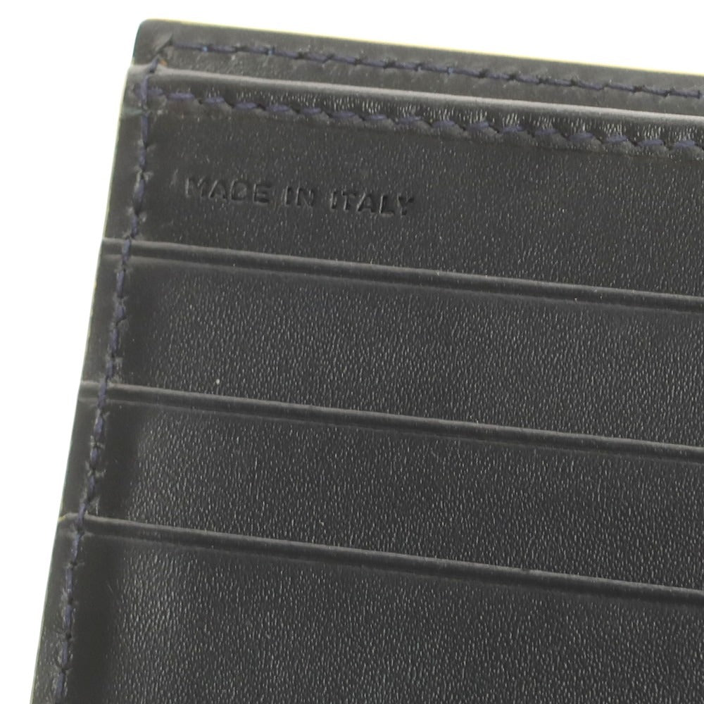 【中古】スマイソン SMYTHSON プリントレザー 二つ折り財布 ブルーxネイビー【 状態ランクB 】【 メンズ 】