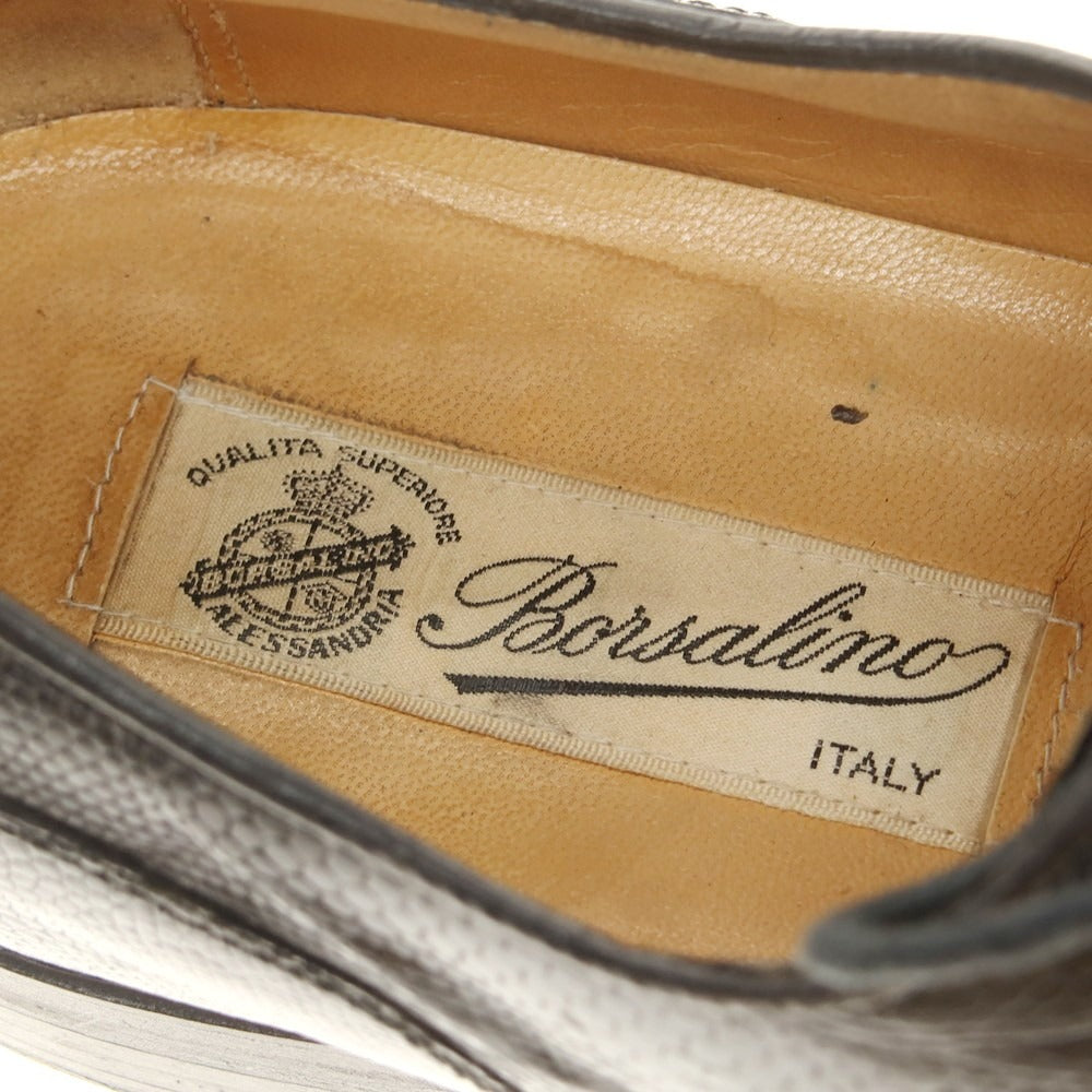 【中古】ボルサリーノ Borsalino 型押しレザー ドレスシューズ ブラック【 25 1/2EE 】【 状態ランクC 】【 メンズ 】