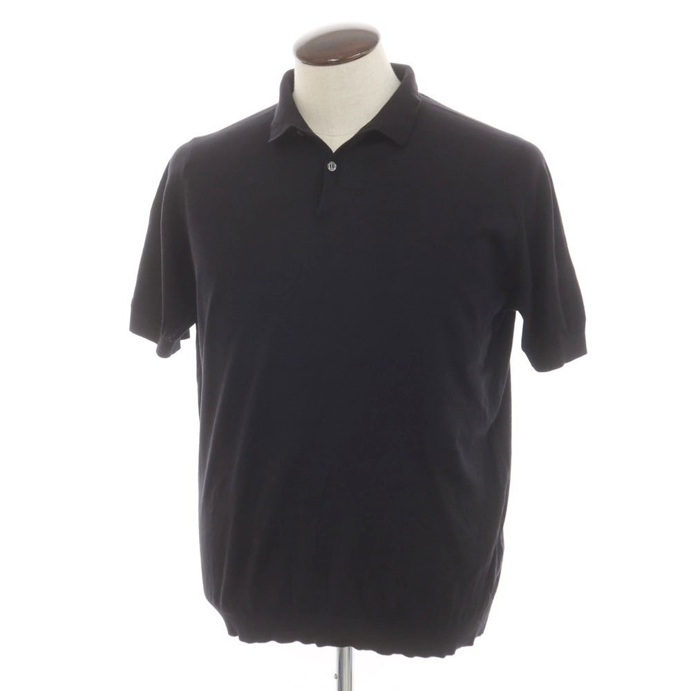 【中古】ジョンスメドレー JOHN SMEDLEY ハイゲージ コットン 半袖 ポロニット ブラック【 XL 】【 状態ランクB 】【 メンズ 】