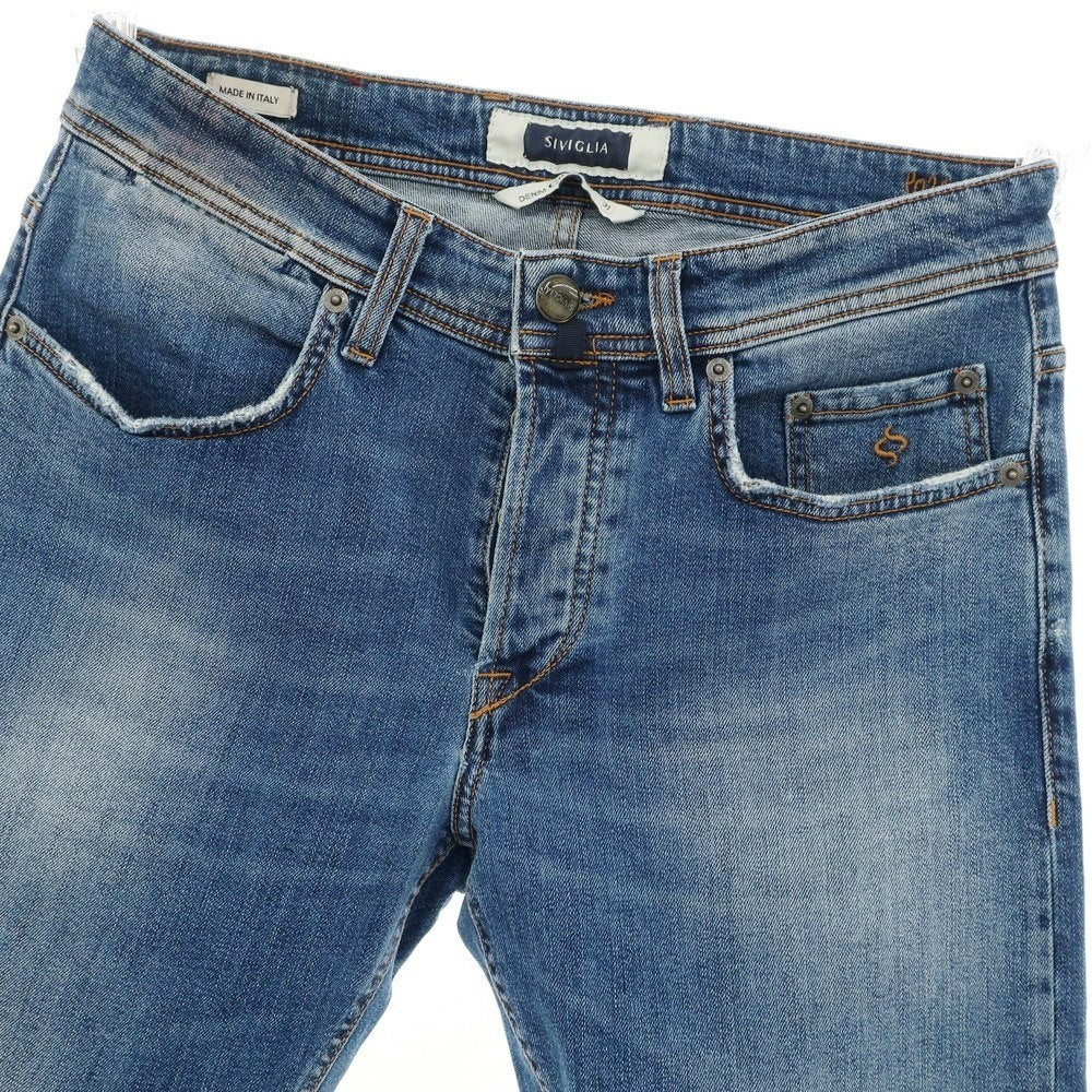 【中古】シビリア SIVIGLIA ダメージ加工 ストレッチ コットン ジーンズ デニムパンツ ブルー【 31 】【 状態ランクB 】【 メンズ 】