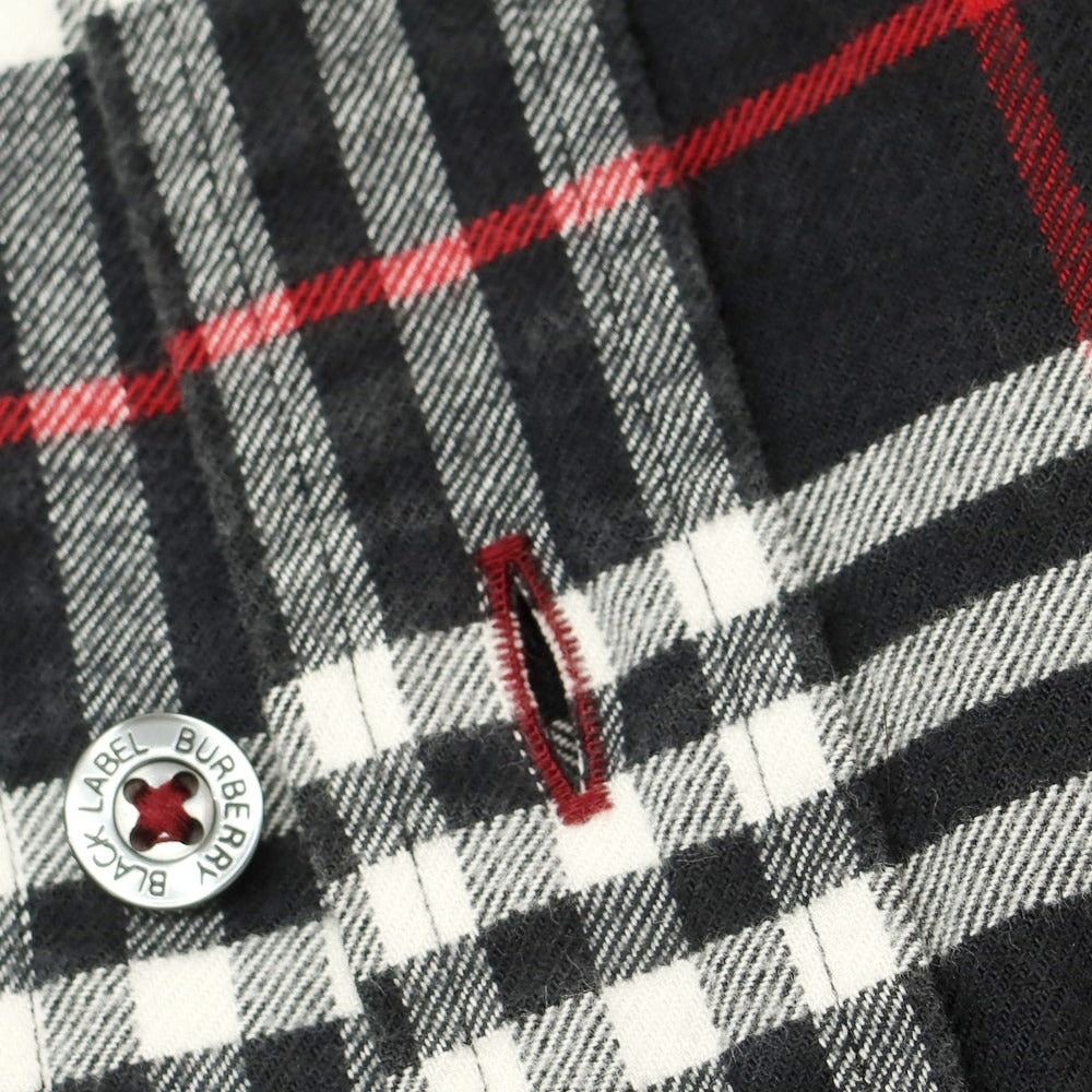 【中古】バーバリーブラックレーベル BURBERRY BLACK LABEL コットン チェック レギュラーカラー カジュアルシャツ ブラックxホワイト【 2 】【 状態ランクC 】【 メンズ 】