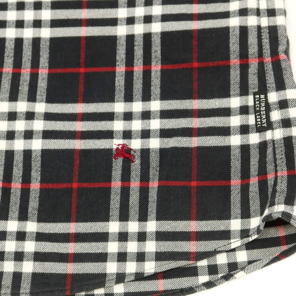【中古】バーバリーブラックレーベル BURBERRY BLACK LABEL コットン チェック レギュラーカラー カジュアルシャツ ブラックxホワイト【 2 】【 状態ランクC 】【 メンズ 】