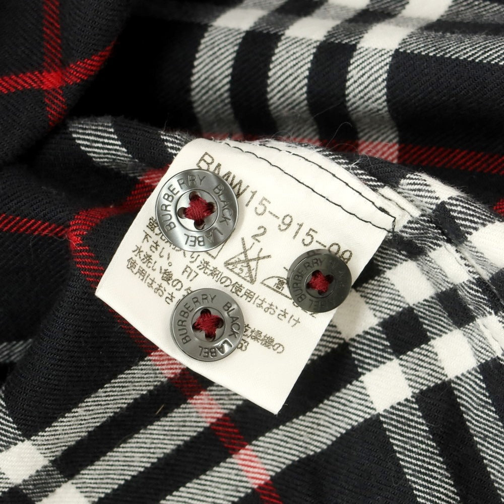 【中古】バーバリーブラックレーベル BURBERRY BLACK LABEL コットン チェック レギュラーカラー カジュアルシャツ ブラックxホワイト【 2 】【 状態ランクC 】【 メンズ 】
