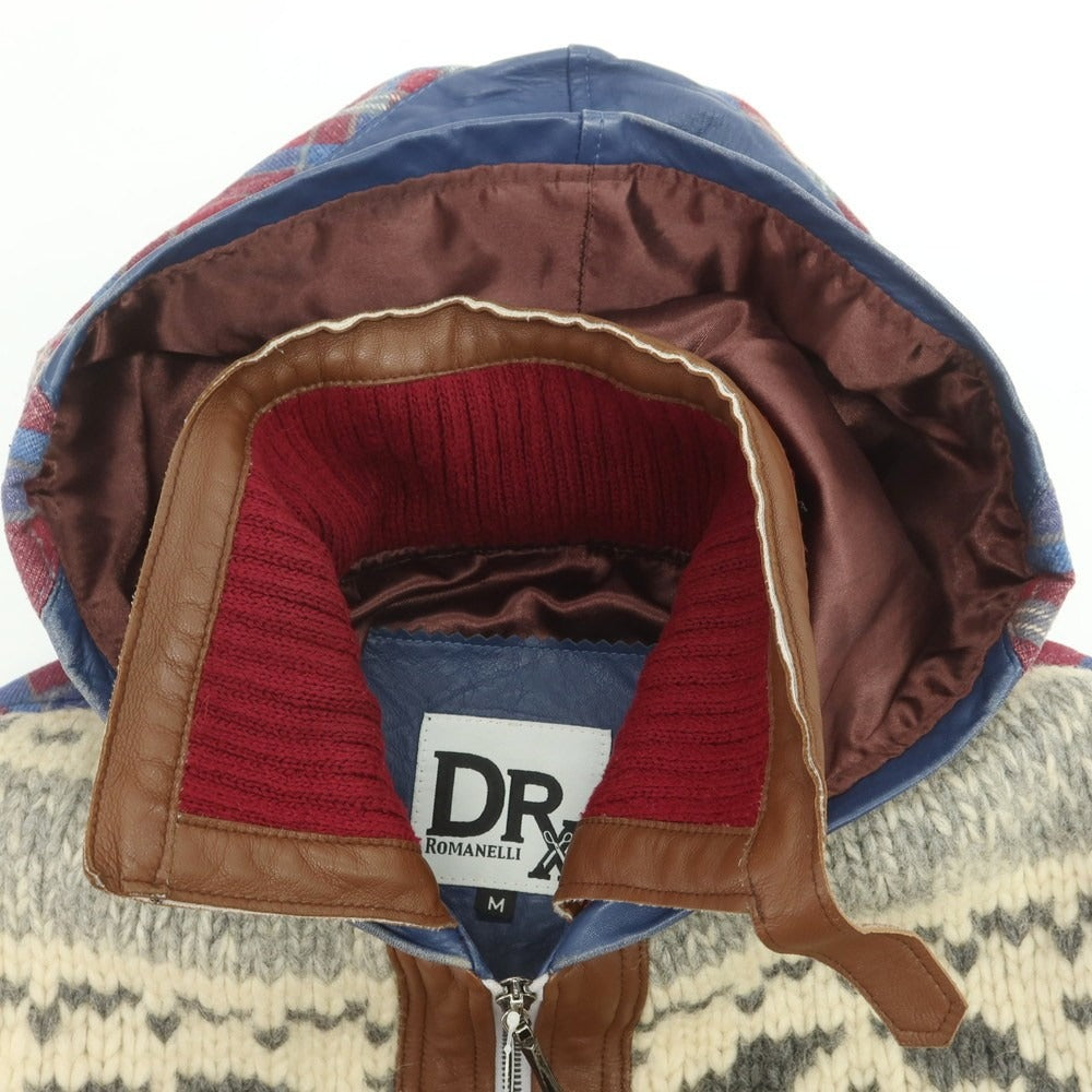 【中古】ドクターロマネリ Dr.Romanelli ウールコットン 切替 レザーブルゾン グレーxブラウン【 M 】【 状態ランクB 】【 メンズ 】