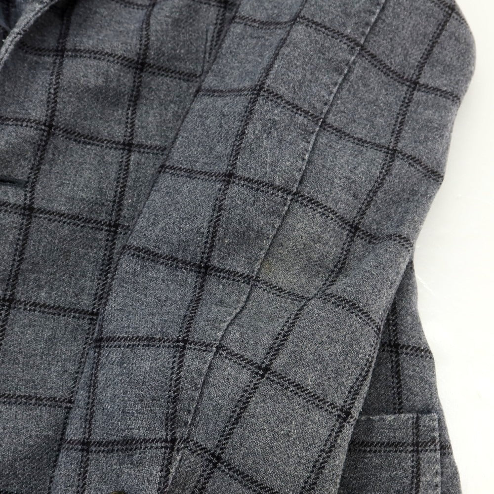 【中古】ラルディーニ LARDINI ウールポリエステル チェック テーラードジャケット グレー【 44 】【 状態ランクC 】【 メンズ 】