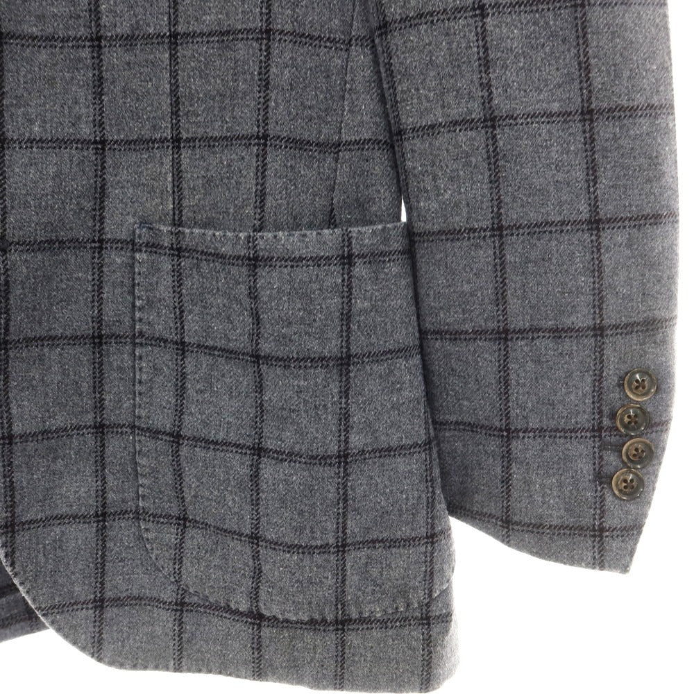【中古】ラルディーニ LARDINI ウールポリエステル チェック テーラードジャケット グレー【 44 】【 状態ランクC 】【 メンズ 】