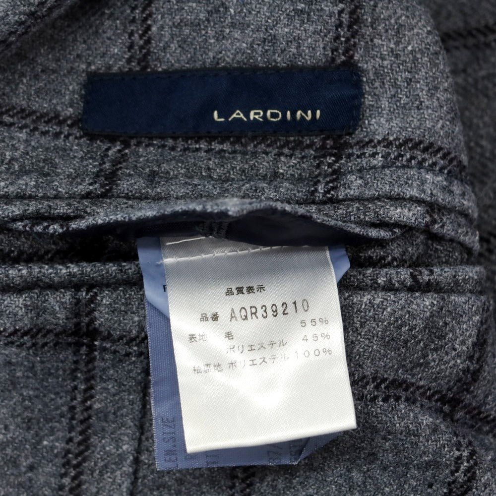 【中古】ラルディーニ LARDINI ウールポリエステル チェック テーラードジャケット グレー【 44 】【 状態ランクC 】【 メンズ 】