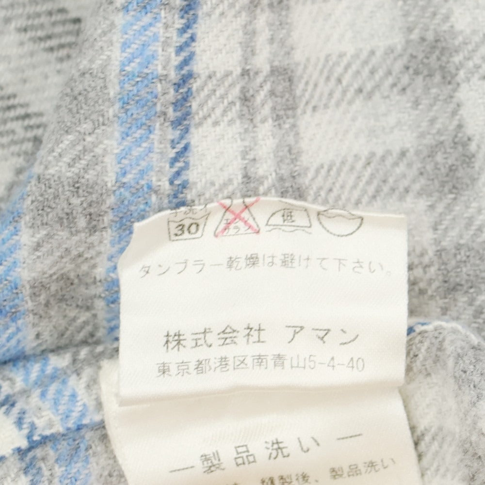 【中古】フィナモレ Finamore コットン チェック カッタウェイ カジュアルシャツ グレーxホワイト【 37 】【 状態ランクC 】【 メンズ 】