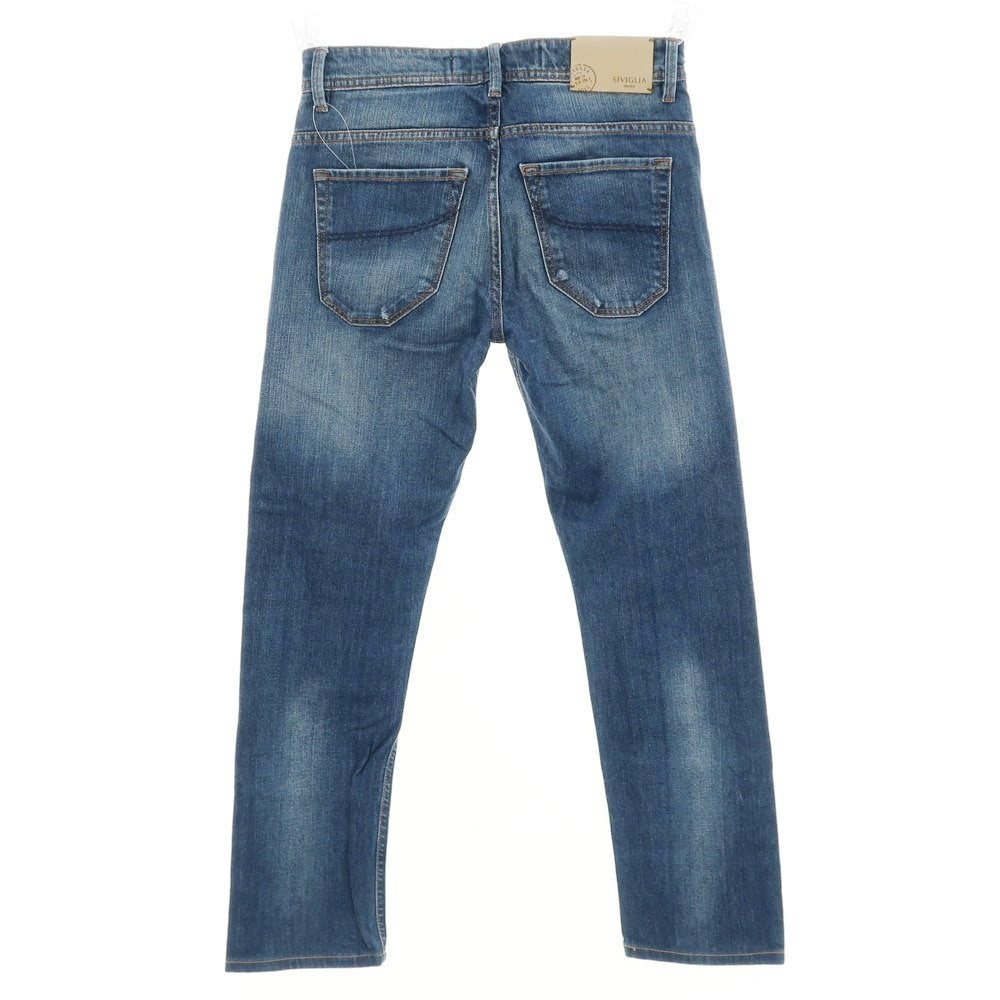 【中古】シビリア SIVIGLIA ダメージ加工 ストレッチ コットン ジーンズ デニムパンツ ネイビー【 30 】【 状態ランクB 】【 メンズ 】