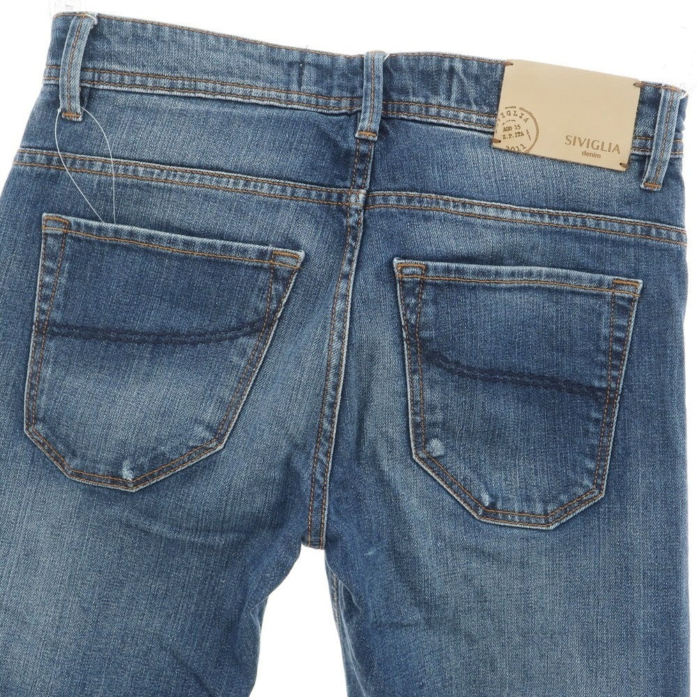 【中古】シビリア SIVIGLIA ダメージ加工 ストレッチ コットン ジーンズ デニムパンツ ネイビー【 30 】【 状態ランクB 】【 メンズ 】