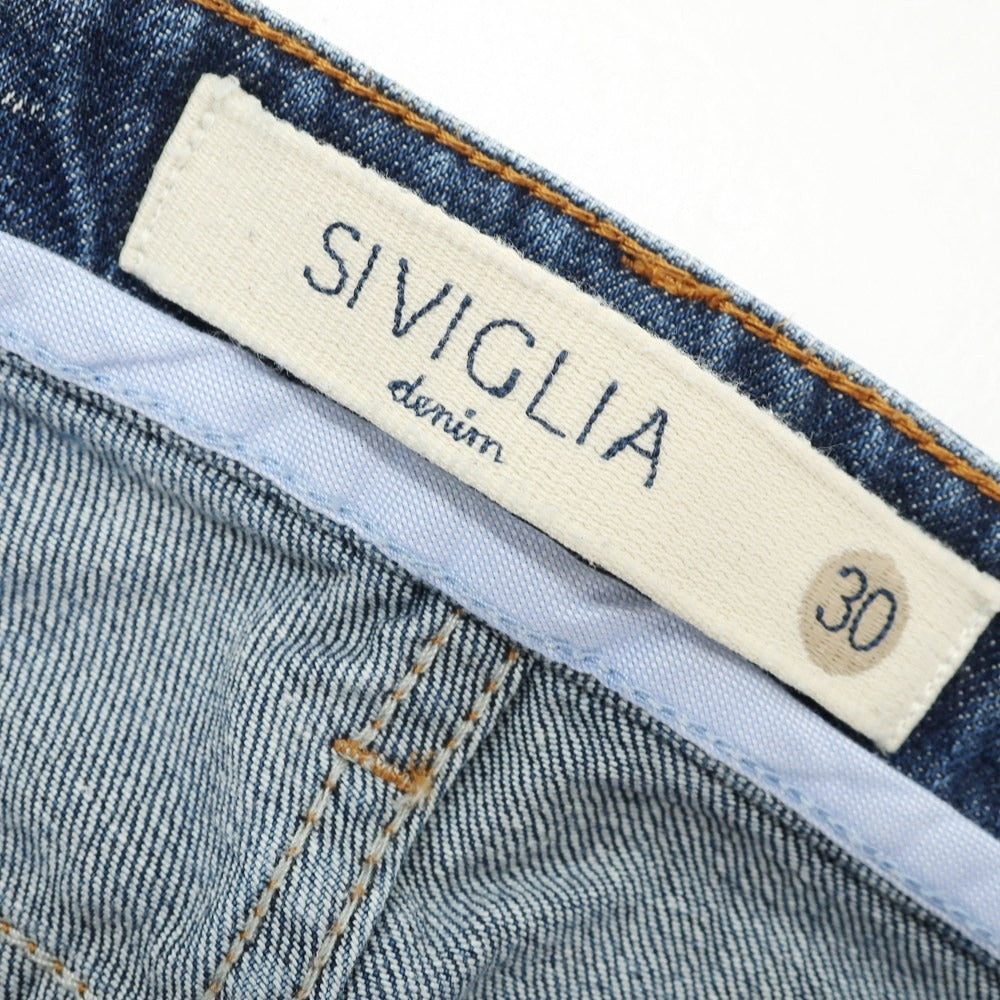 【中古】シビリア SIVIGLIA ダメージ加工 ストレッチ コットン ジーンズ デニムパンツ ネイビー【 30 】【 状態ランクB 】【 メンズ 】