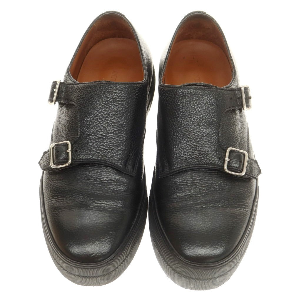 【中古】ユナイテッドアローズ UNITED ARROWS レザー ダブルモンク スニーカー ブラック【 40 】【 状態ランクB 】【 メンズ 】