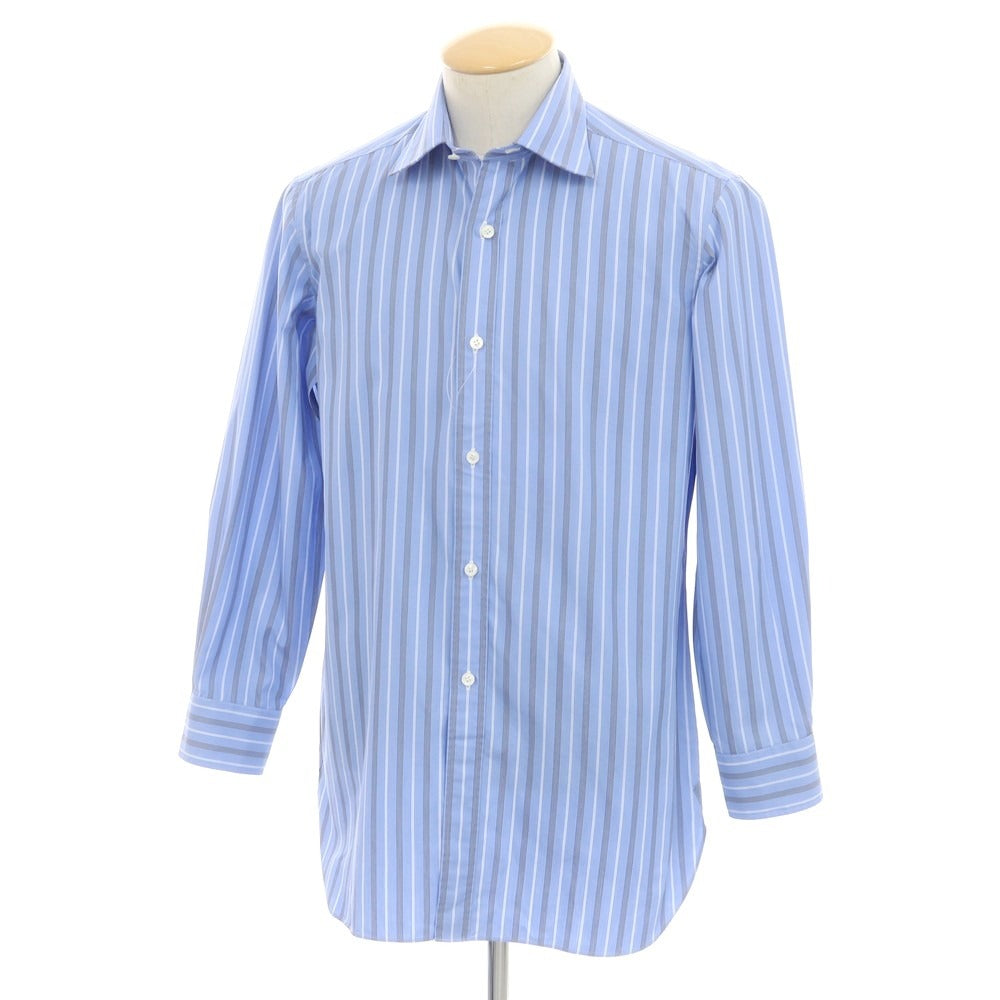 【中古】シャルベ CHARVET コットン ストライプ ドレスシャツ ブルーxホワイト【 38 】【 状態ランクB 】【 メンズ 】
