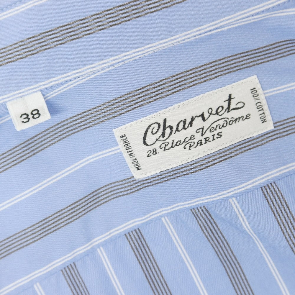 【中古】シャルベ CHARVET コットン ストライプ ドレスシャツ ブルーxホワイト【 38 】【 状態ランクB 】【 メンズ 】