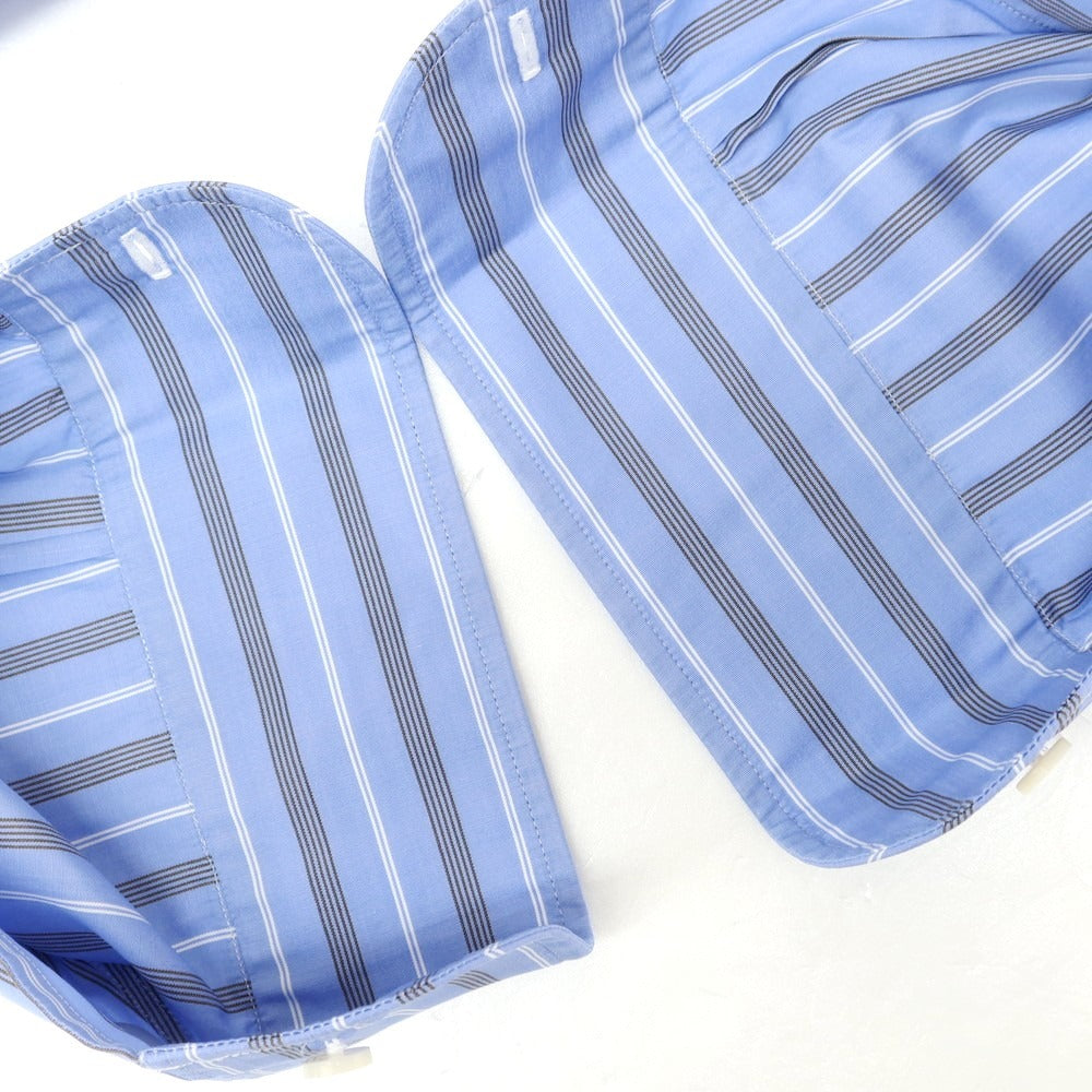 【中古】シャルベ CHARVET コットン ストライプ ドレスシャツ ブルーxホワイト【 38 】【 状態ランクB 】【 メンズ 】