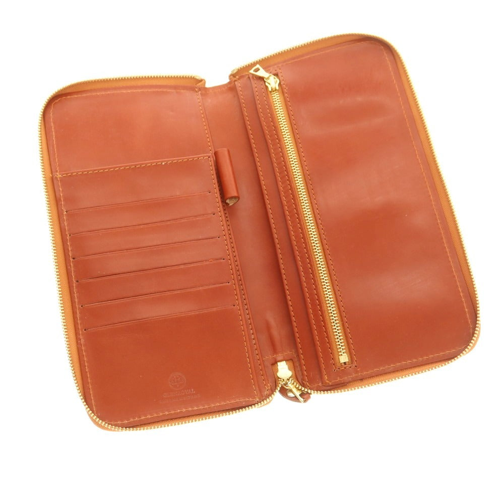 【中古】グレンロイヤル GLENROYAL ブライドルレザー ジップアラウンド 長財布 レディッシュブラウン【 状態ランクB 】【 メンズ 】