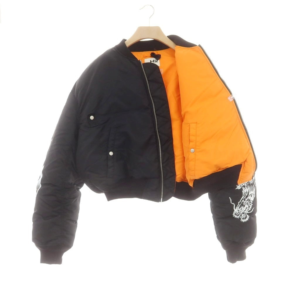 【中古】エイチアンドエム H&M × HERON PRESTON ナイロン MA-1 中綿ブルゾン ブラックxオレンジ【 L 】【 状態ランクA 】【 メンズ 】