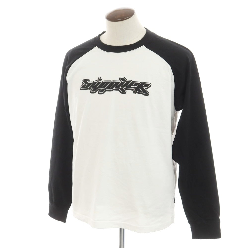 【中古】サプライヤー SUPPLIER コットン クルーネック 長袖Tシャツ ホワイトxブラック【 XL 】【 状態ランクB 】【 メンズ 】